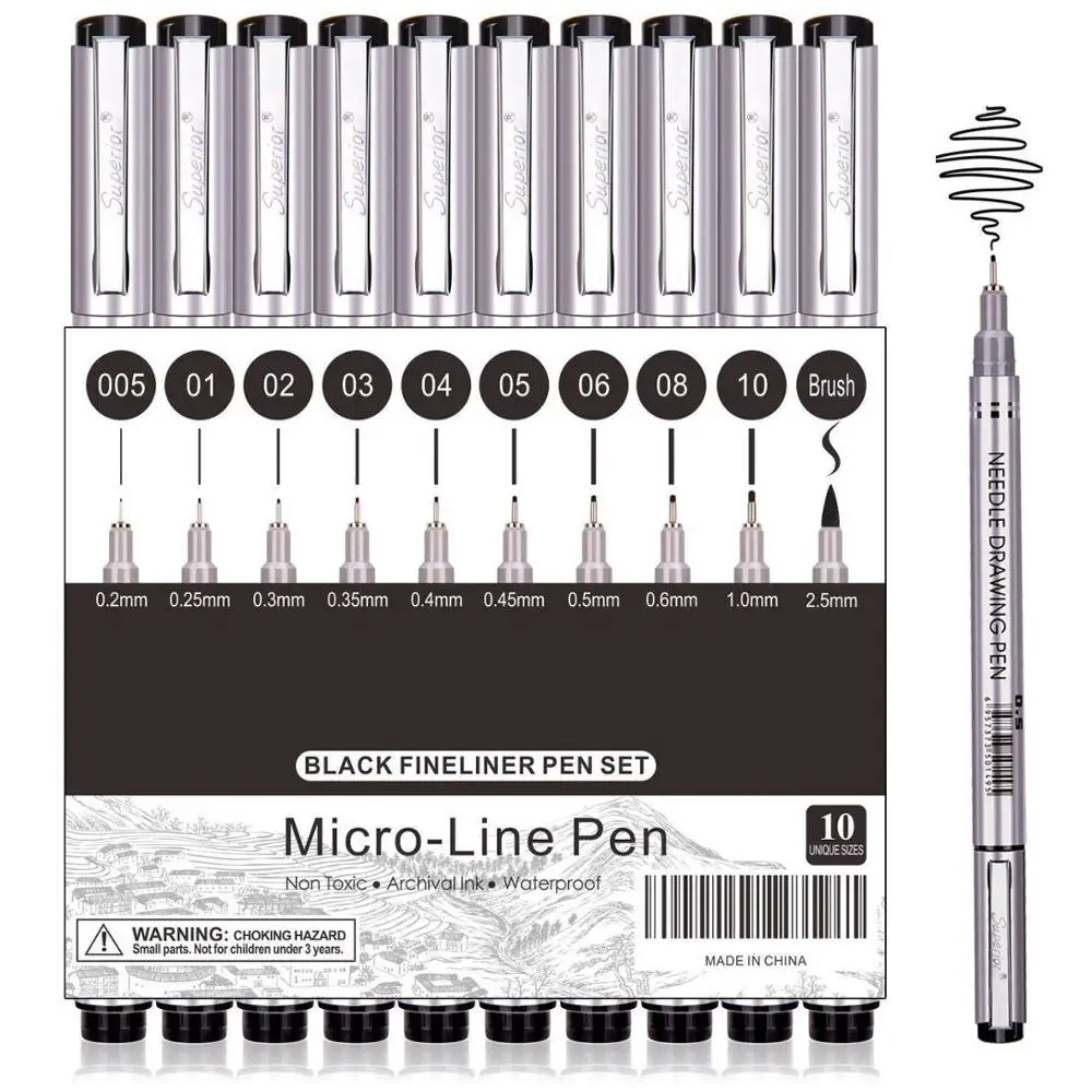 Micro-Line Pens, 0.5MM Felt Tip Drawing Pens, Anime Pens, Sketch