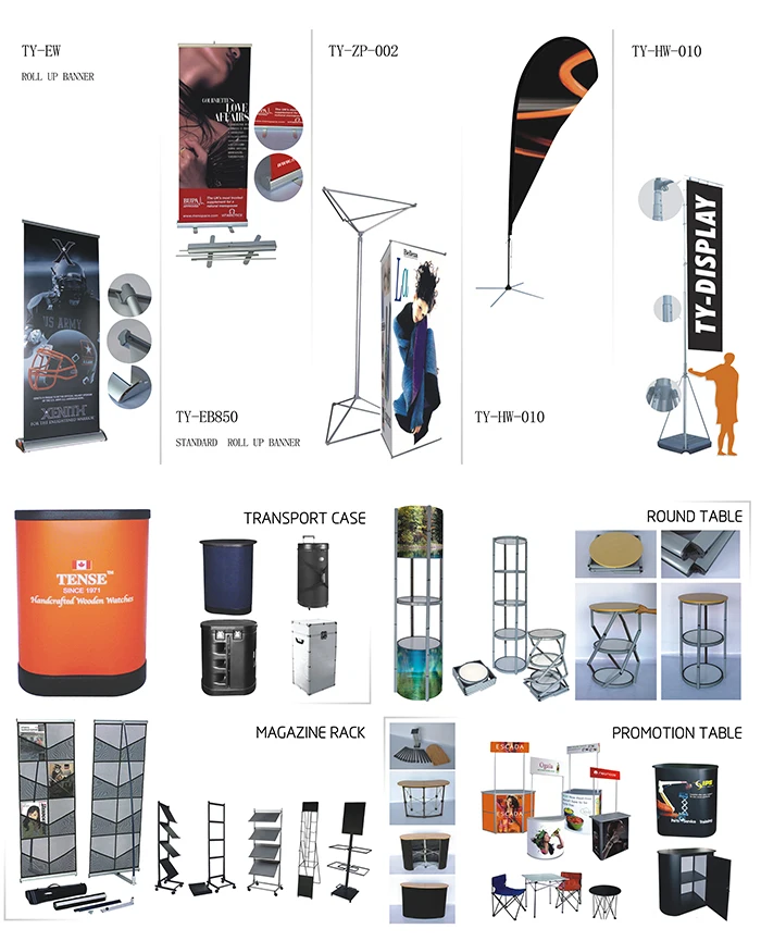 Aluminum tube trade show fabric display recieption tables tool free light weight stretch portable retail counter