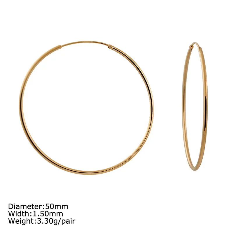 Orecchini a cerchio grandi in argento, orecchini a cerchio semplici in argento sterling, orecchini a cerchio in argento sterling da 3 mm/40 mm di diametro, orecchini rotondi a tubo - Italia