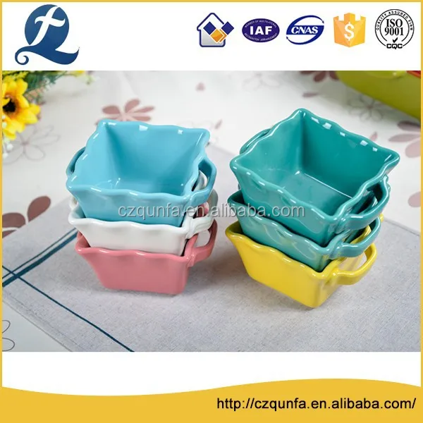 Жаропрочных мини сплошной цвет керамические мини-формы для выпечки