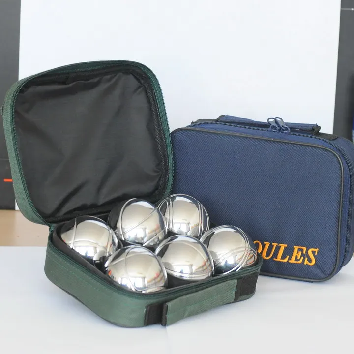 Lot de 6 boules de pétanque en métal de 73 mm avec 3 boules bleues et 3