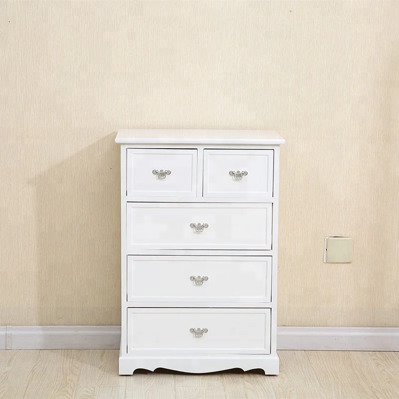 Distressed Vintage White Paulownia Wood Shabby Chic Sideboard Storage Cabinet 
