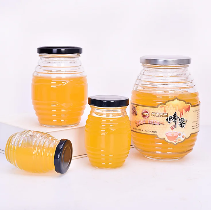 Honey Glass Bottle 180ml Food Packaging Cover with Screen Printing 70ml Capacity for Condiments Storage