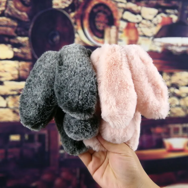 Lovely Fluffy Rabbit Hair Case for iPhone Plus Fur Phone Cover for  iPhone 13 Winter Phone case