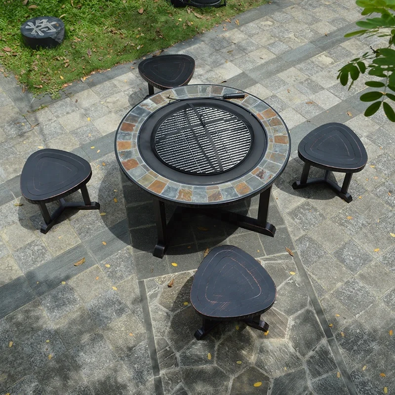 All Weather Iron Barbecue Table and Chair Outdoor Garden Patio Furniture