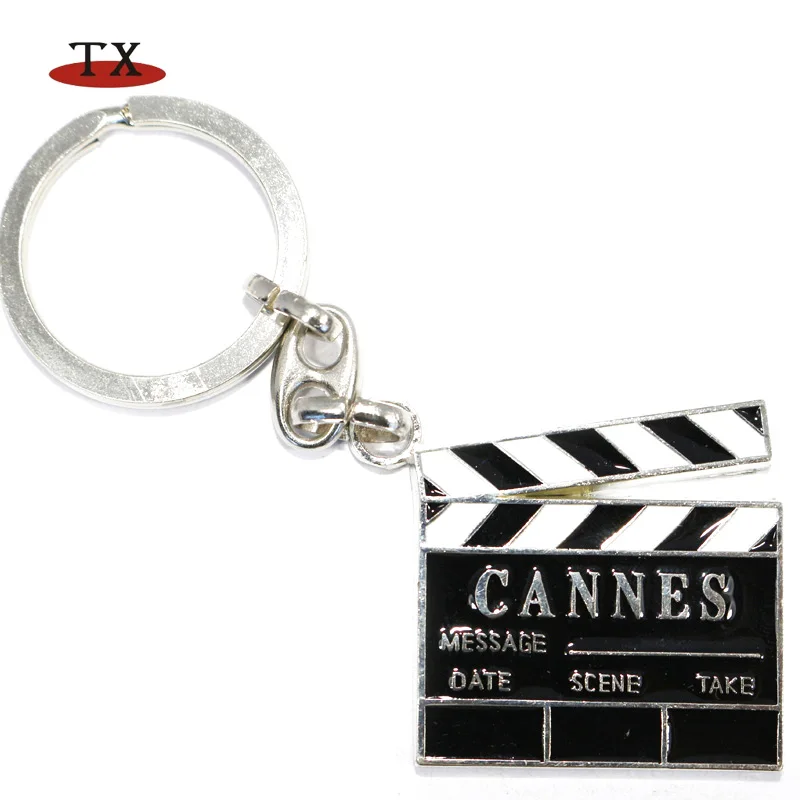 Metal Movie Director Keychain with Clapper Board Slate UV Printed Film Clap Stick Accessory