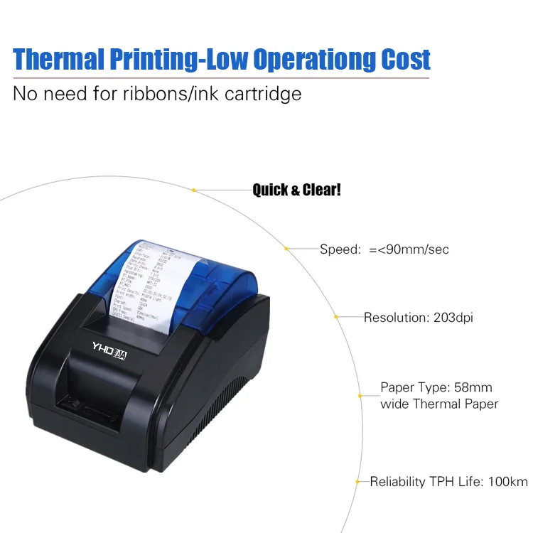 haute qualité pos imprimante thermique 58mm de bureau thermique imprimante  taxi supermarché reçu