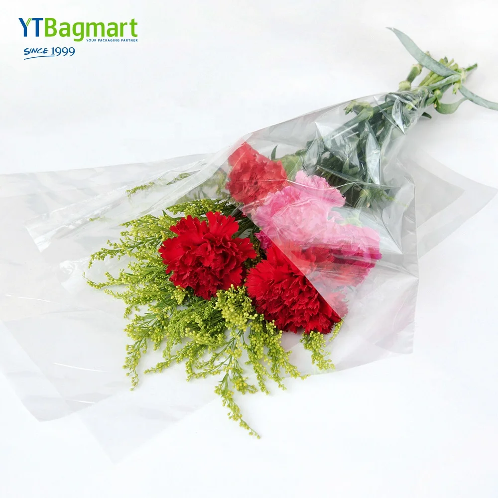 China Factory Trapezoid PP Plastic Gift Bags, Flower Bouquet Bags