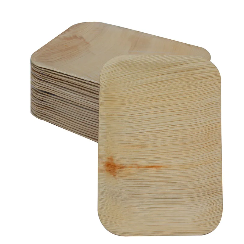 8 дюймов квадратные одноразовые ареки лист столовая посуда palm Оставить пластины биоразлагаемые пальмовых листьев вечерние