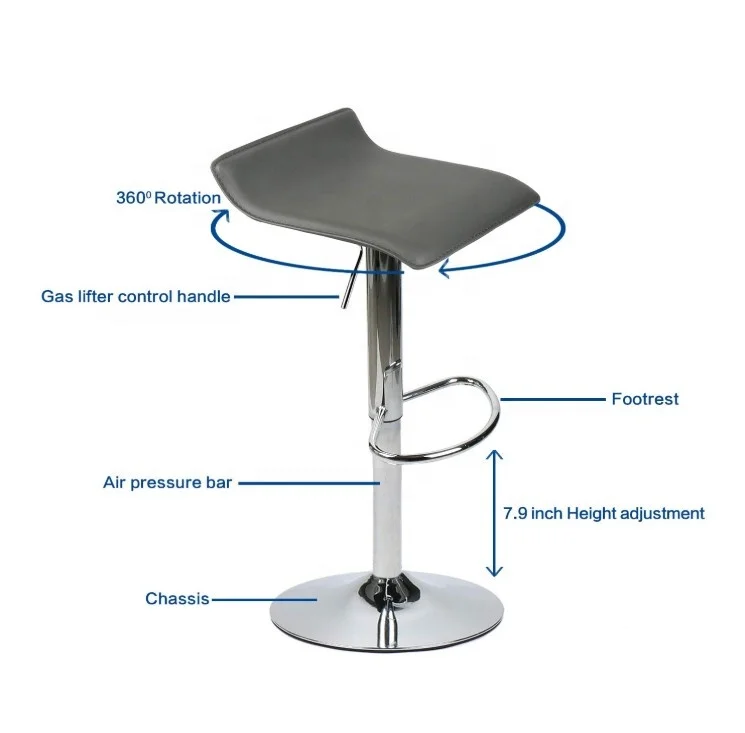 
Современные шарнирные барные стулья из ПВХ с открытой спиной и регулируемой высотой, барный стул 