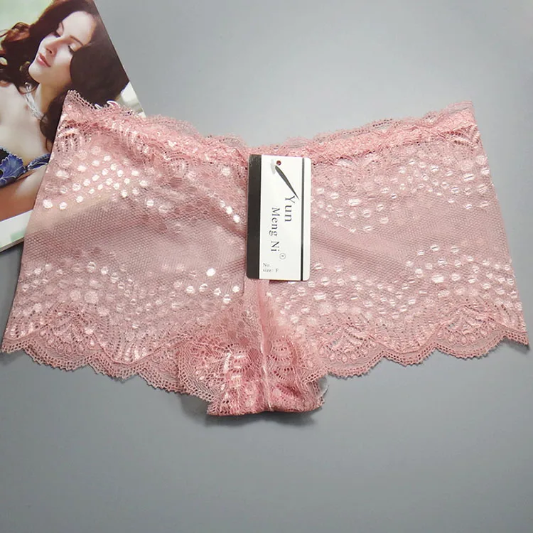 Yun Meng Ni Underwear Wholesale Cheap Clearance Underwear Sexy Womens Transparent Lace Boyshort Panties_voghion.com