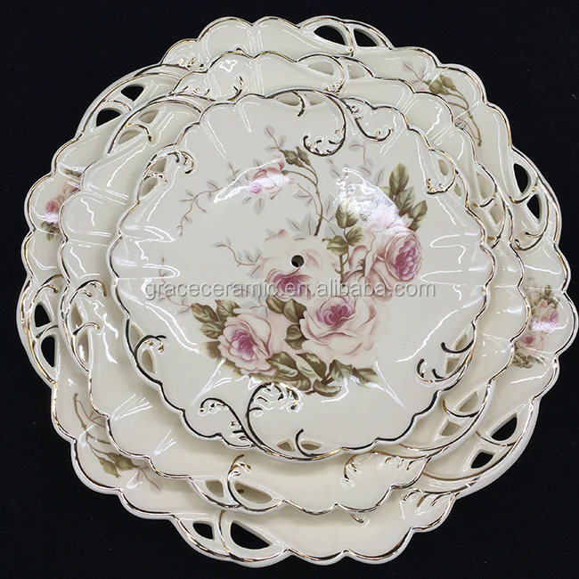 GRACE 24pcs Floral Embossed Gold Line German Design Modern Fine Royal Porcelain Tea Set for Home Party Gift
