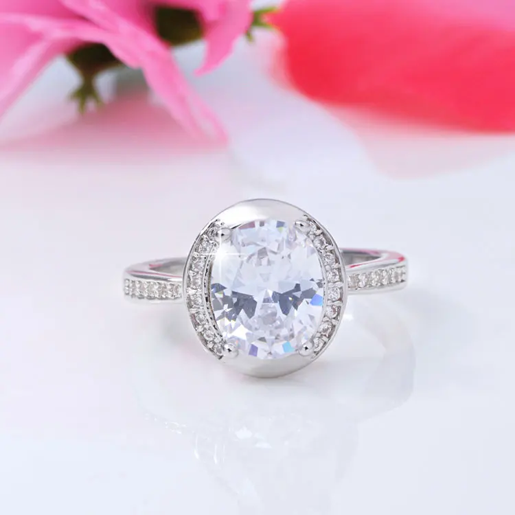 Perfect Round CZ Diamond Cut Russian Lab 18K White Gold Plated Engagement Ring Size 6, 7, or 8