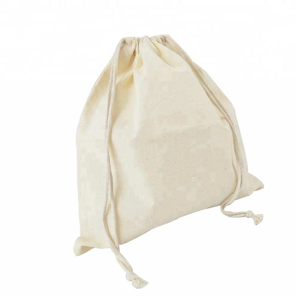 Wholesale Cheap Plain White Cotton Muslin Drawstring Bag
