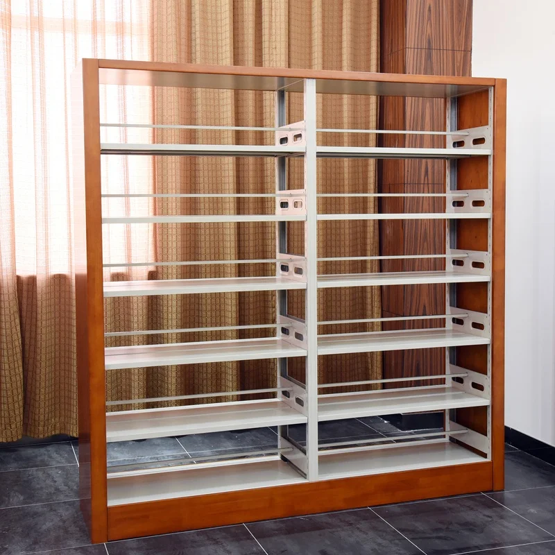 Double Side Wooden Guard Metal Library Bookshelf Dimensions