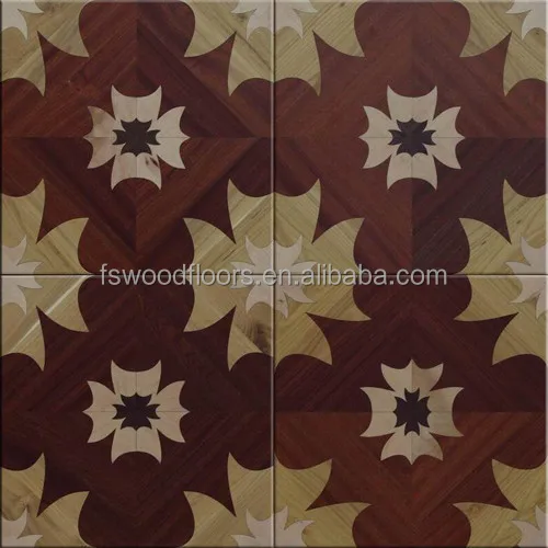 Flower Design Art Marquetry Wood Parquet Flooring