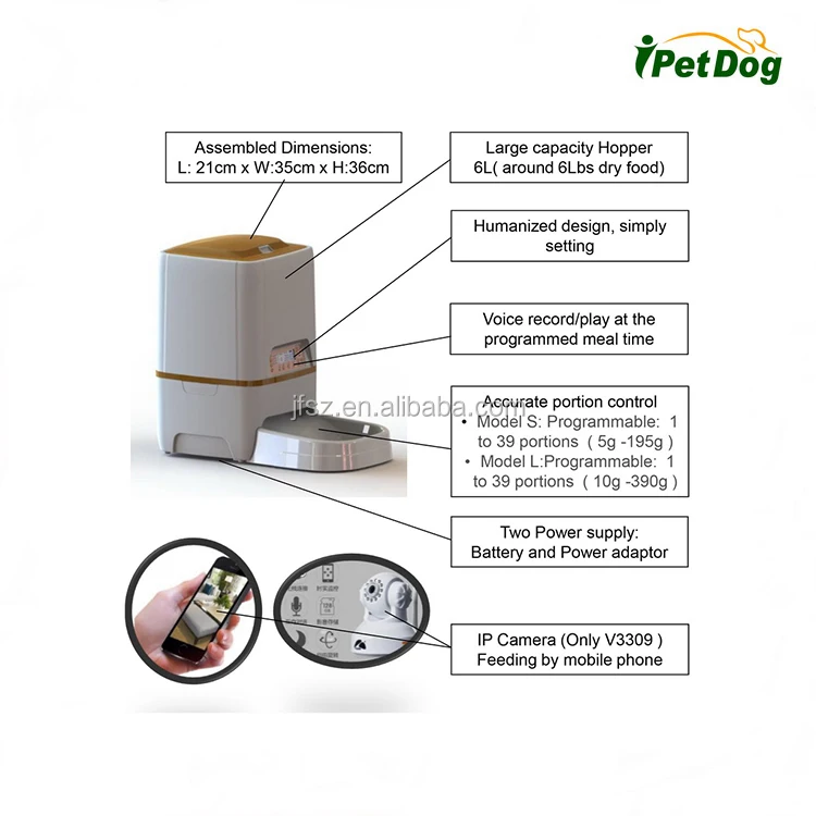 B3309 Automatic Pet Feeder Dogs Cats Food Dispenser with Voice Record Remind Timer Programmable