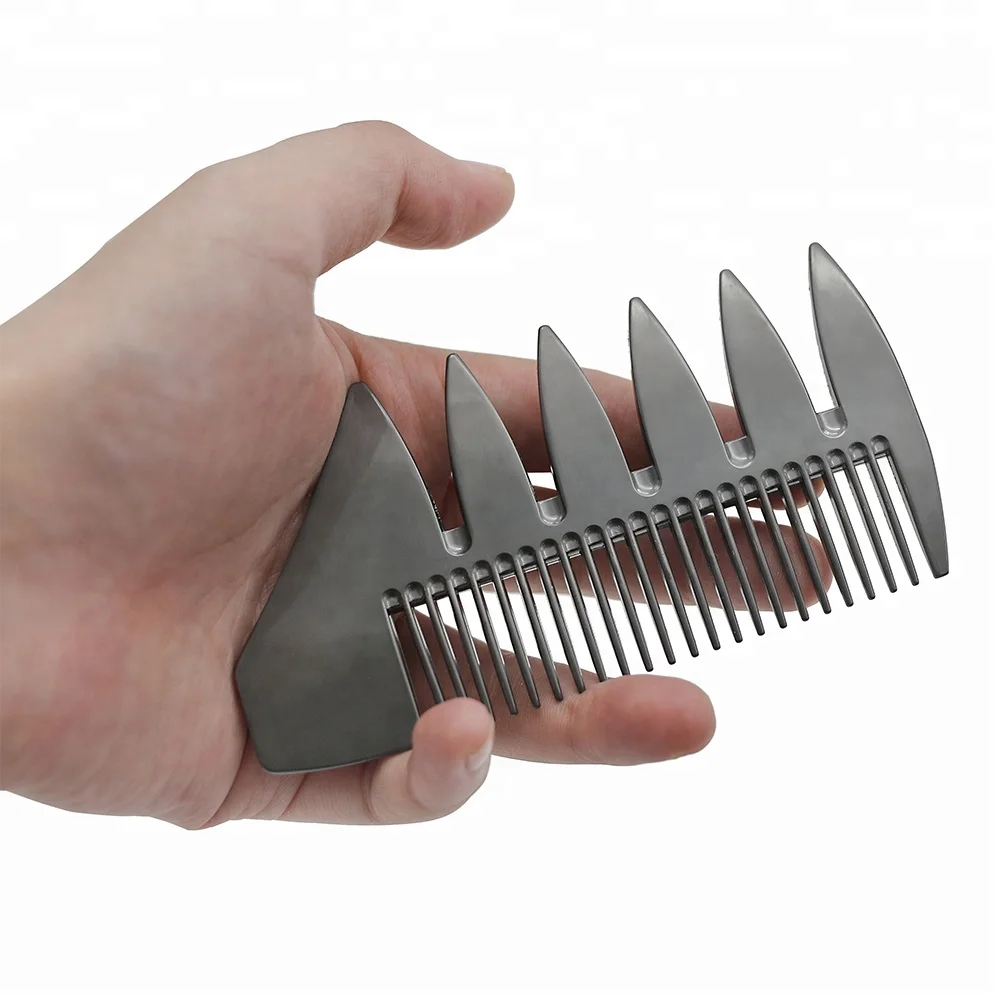 Electroplating Smooth Surface Beard Men Pocket Comb Metal Double Side Wide BigTooth Comb