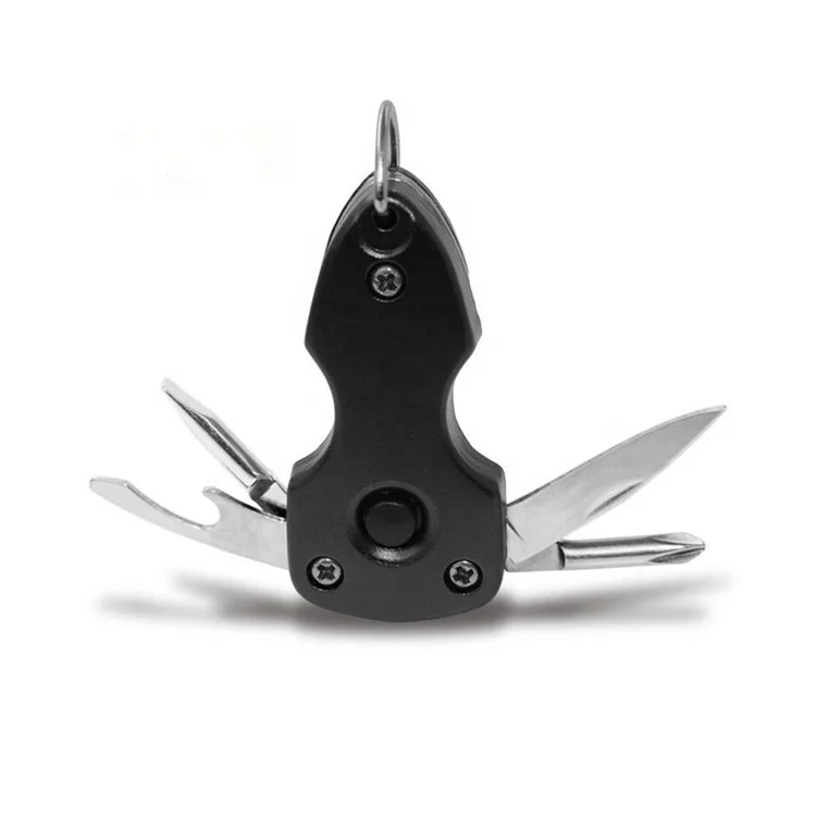 7 in 1 Multitool Keychain Knife Folding Multi Useful Key Ring with LED Flashlight Bottle   Opener Knife Screwdriver