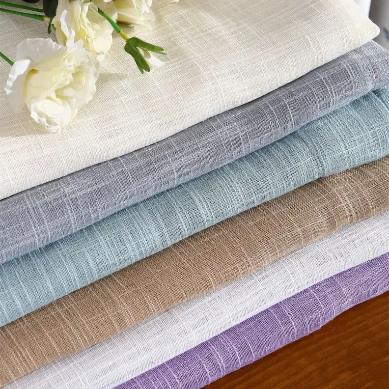 New Nordic Style Net Red Stitching Linen Curtains Full Shade Fabric Sheer Voile Organza for Curtain Fabric