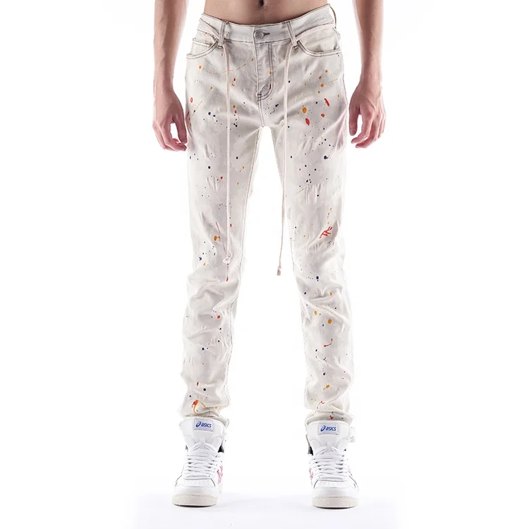 mens skinny paint splatter jeans