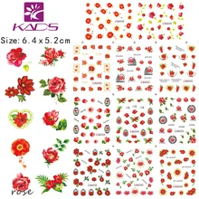 BLE2028 2038 pink red beautiful flowers butterfly chains nail polish sticker Women Nail Sticker For free