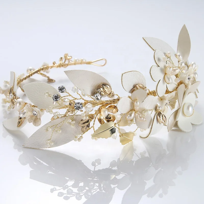 LuxuryHandmade Rhinestone Leaves Bridals Tiaras Wedding Hair Accessories Crown