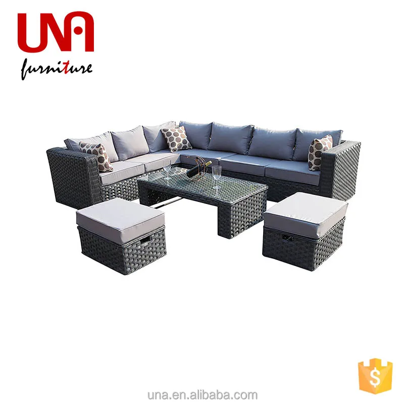 Outdoor Synthetic Wicker Sofa Bed Set Leisure Lounge Furniture Garden