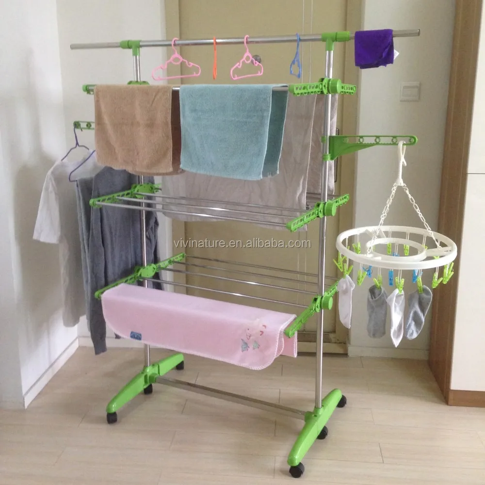 Heavy Duty Cloth Drying Rack Foldable Laundry Clothes Folding Hanger Indoor