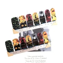 Halloween Pumpkin Nail Art Sticker Patch 14 pcs set Waterproof Decals Foils Gel Polish French Manicure
