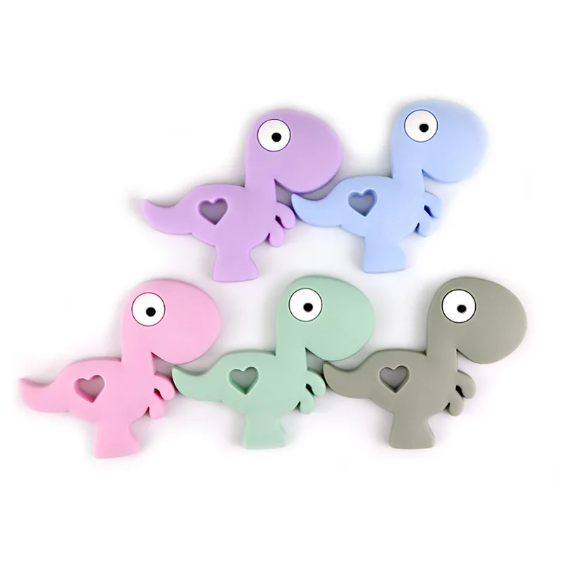 Silicone Teething Toy Baby Infant Teether DIY Chew Dinosaur Pendant Toy 