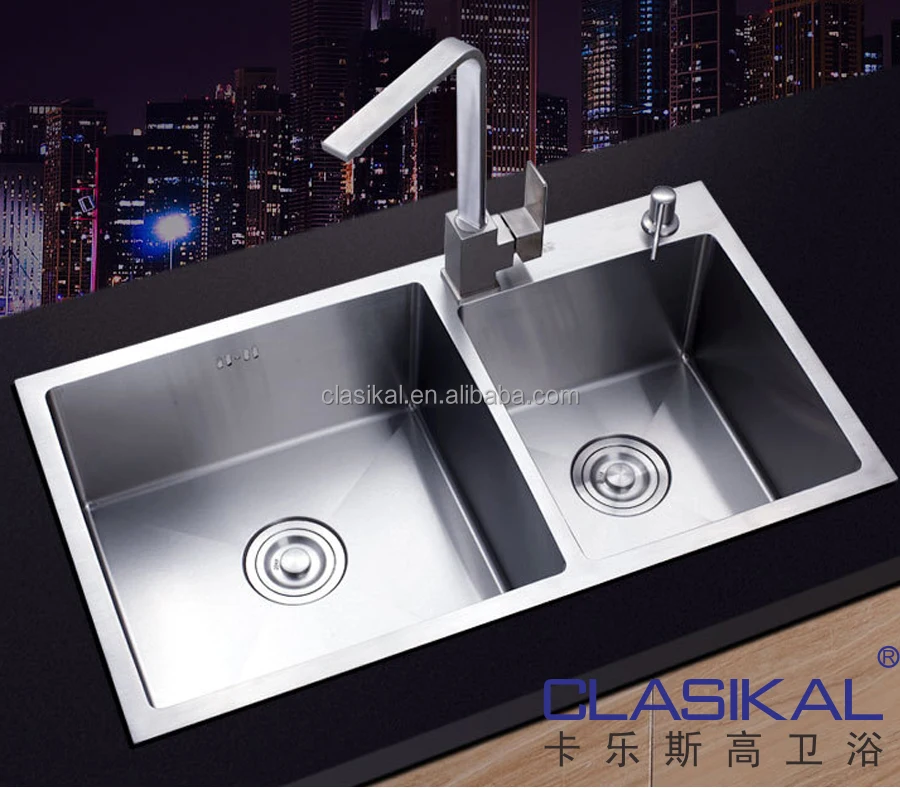Kitchen Sink German Style Good Quality 304 Stainless Steel Square Above Counter Basin Brushed Single Bowl,double Bowl 5pcs/ctn