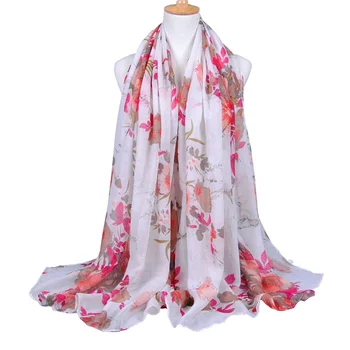 2019 new design length and printed style infinity cotton voile scarf