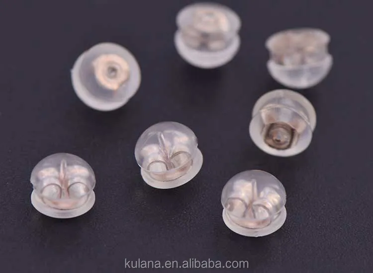 100 silicone earring backs, Clear ear nuts, Jewelry making stoppers