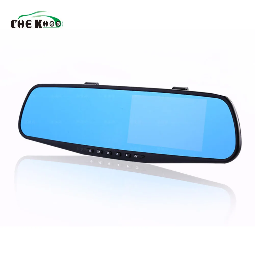 Автомобильный видеорегистратор, двойная камера 1080P 4,3 дюйма, зеркало заднего вида с двойным объективом, видеорегистратор, приборная панель, черный ящик с датчиком парковки