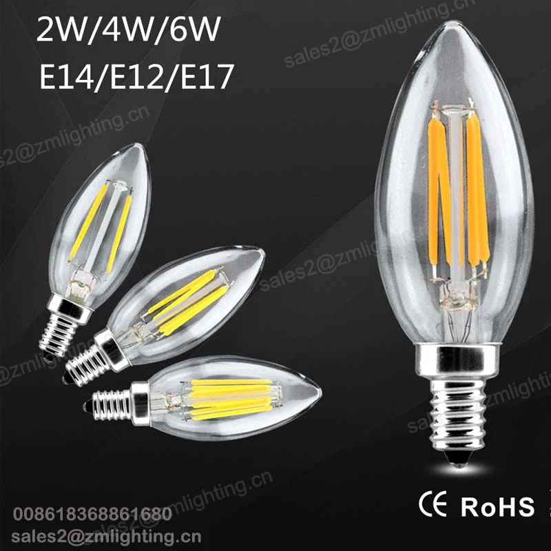 低電圧LEDエジソンE12 E14 E27キャンドル型3V 6V 3.5W電池式LED電球