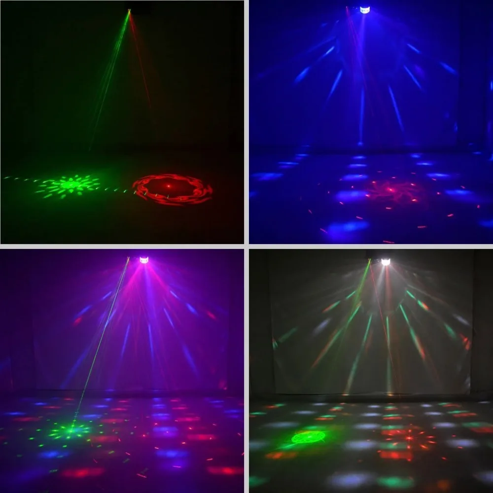 RGB LED Laser Strobe Derby and Gobo FX 4in1 Effect Boom Box Stage Lighting