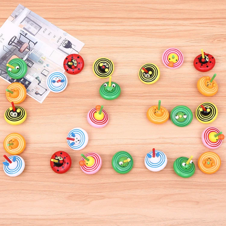 Забавная красочная игрушка бейблэйд, мультяшный многоцветный Деревянный спиннинг