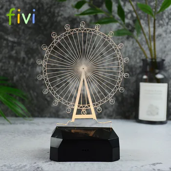 7 Colors Changing LED Illusion Atmosphere Sleep Light Ferris Wheel 3D Lamp Night Light Children Rechargeable Table Lamp