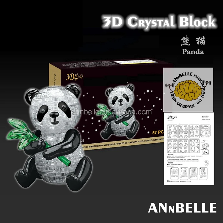 STEM 3D Plastic Block Panda 3D Crystal Block With Flashing Light Plastic Animal Block