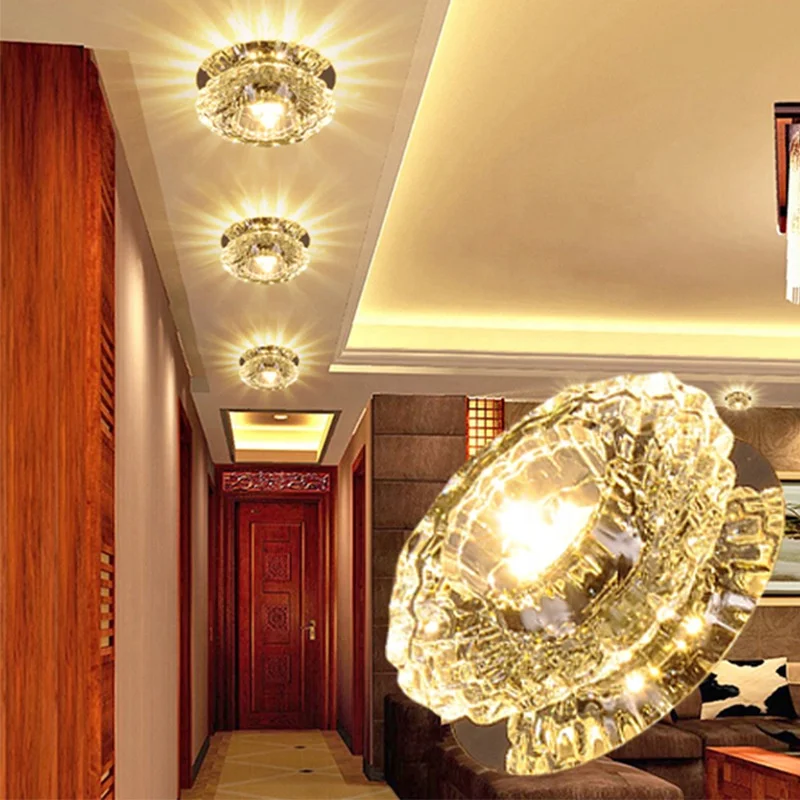 modern crystal colorful 5w led ceiling light