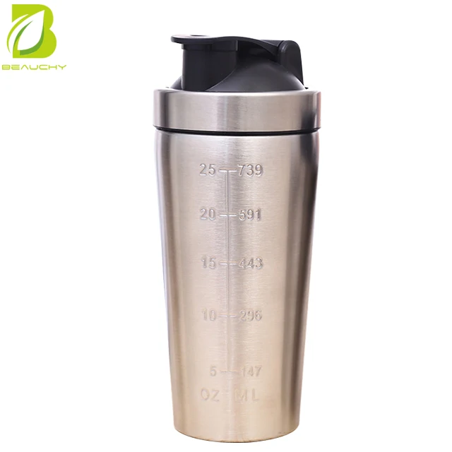 Beauchy 304 Stainless Steel 750ML Metal Protein Shaker Bottle With