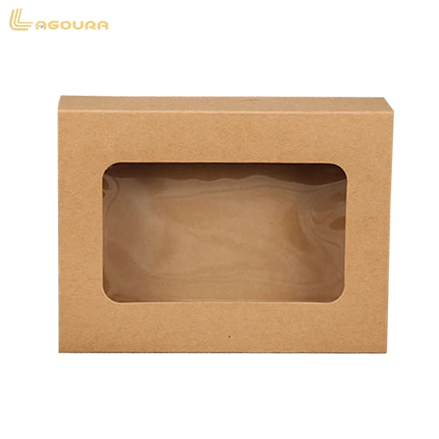 Solid Color Paper Box clear Window Kraft Packaging Box Custom Design Gift Box