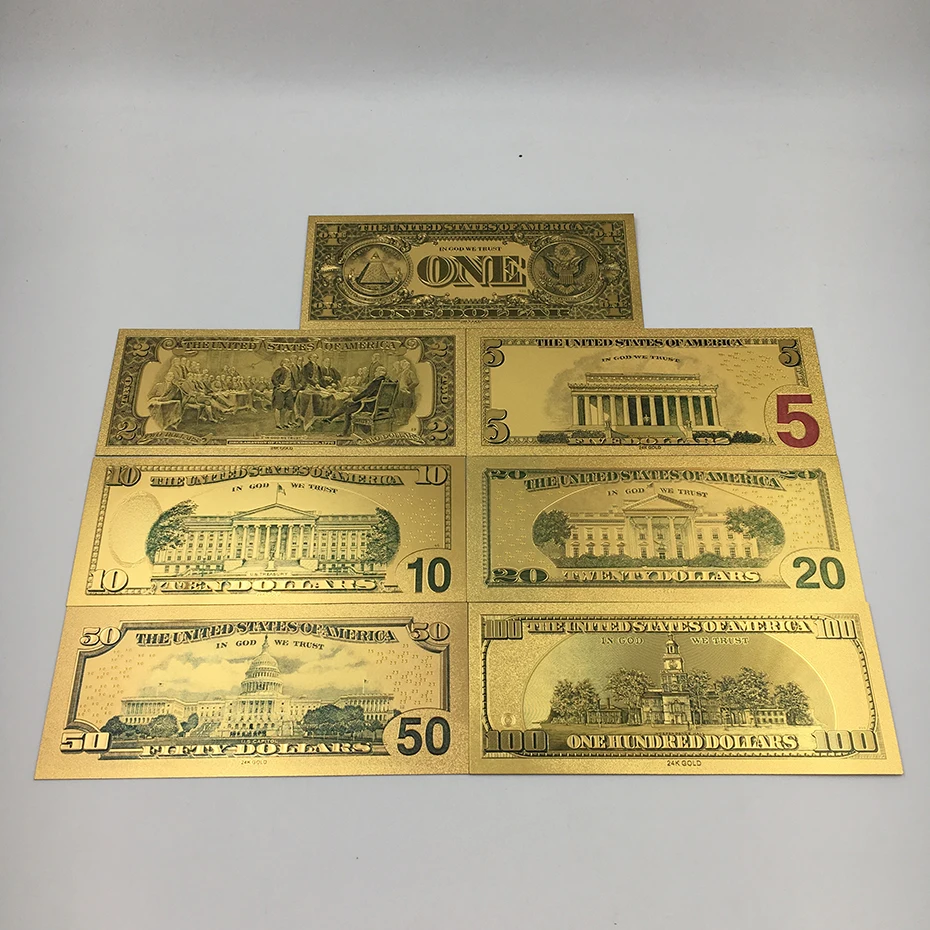 High Quality PET Material US Dollar 24K Gold Banknote Set for Collection