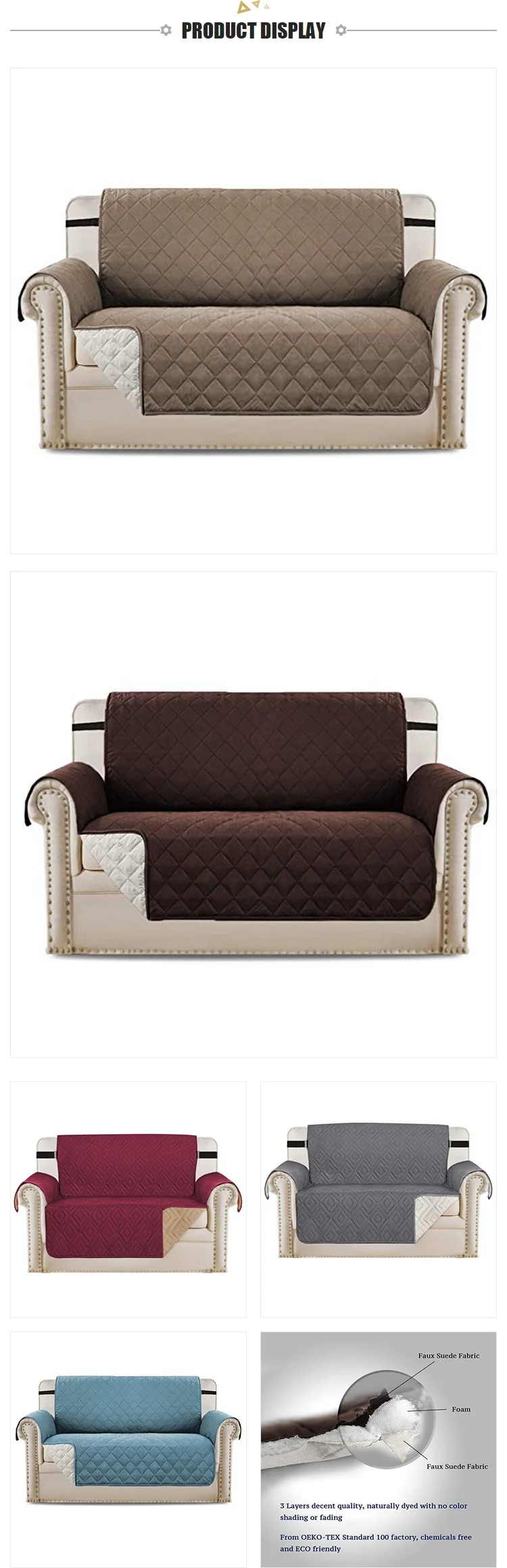 Custom Dustproof Solid Polyester 3 Bodies Protective Furniture Covers