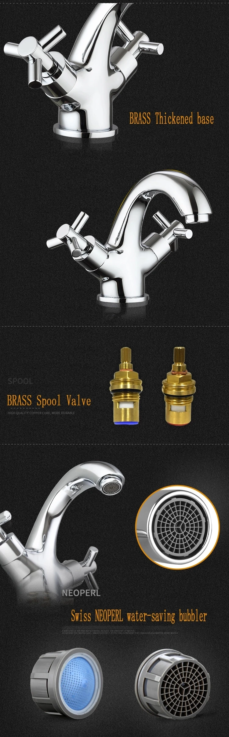 Modern Brass Crosshead Lever Basin Tap - Chrome manufacture