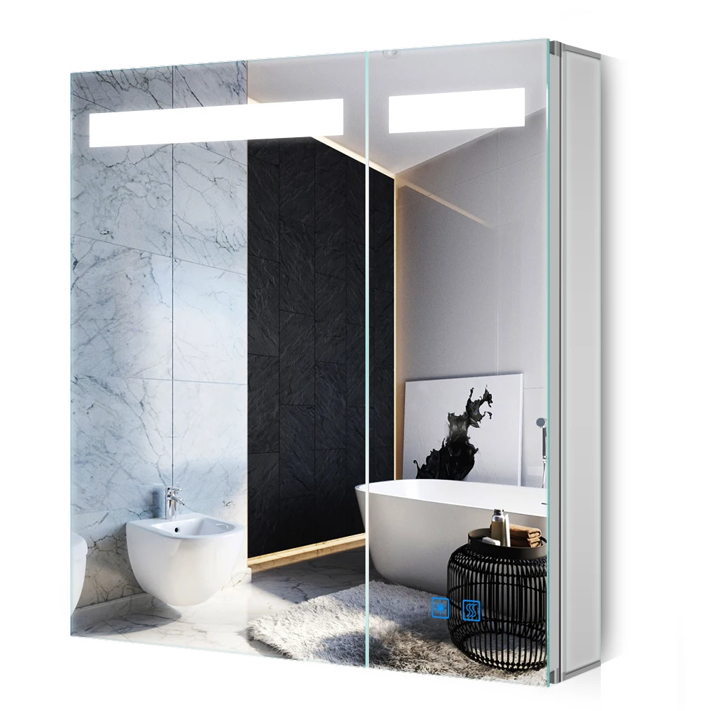 Morden Led Illuminated Bathroom Mirror Cabinet With Shaver Socket Touch Sensor Demister Buy Illuminated Mirror Cabinet