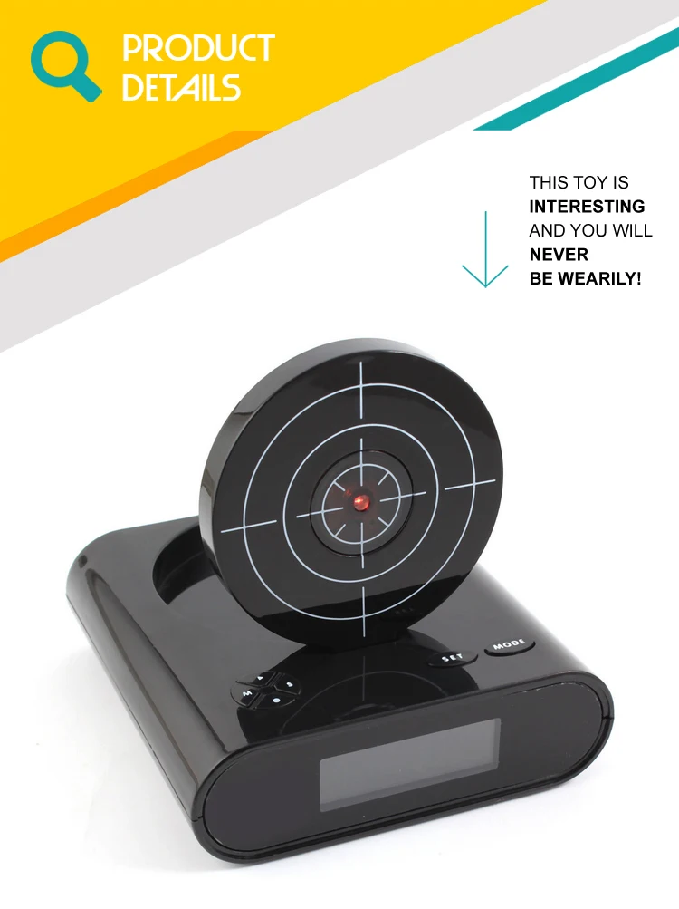 New Design Lazy Wake up Clock Gun Shooting Target Sunrise Alarm Clock for Sale