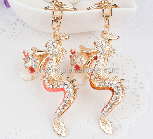 Модный металлический брелок с драконом из сплава с кристаллом