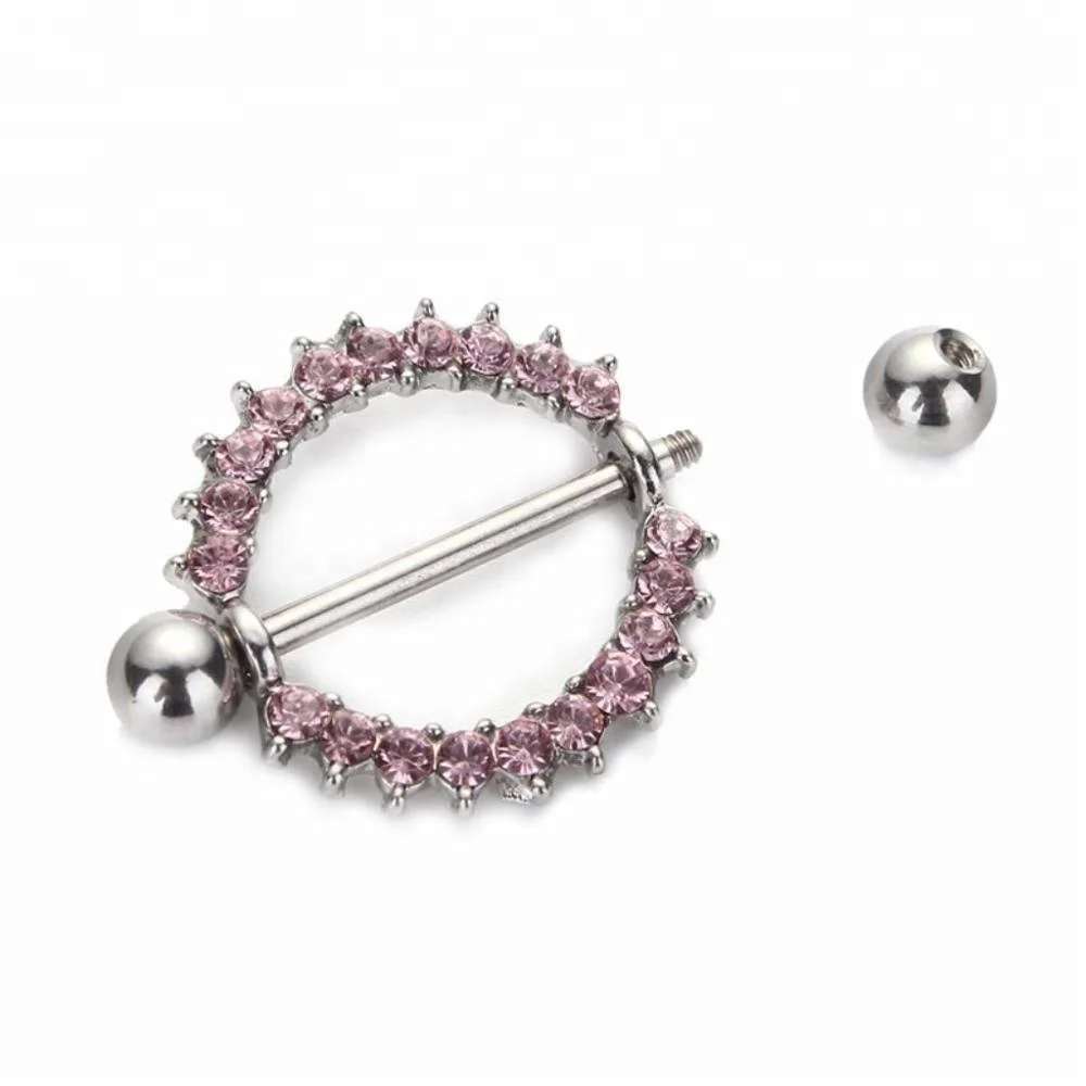 Slave Crystal Stainless Steel Nipple Rings Straight Barbells Body Piercing Jewelry